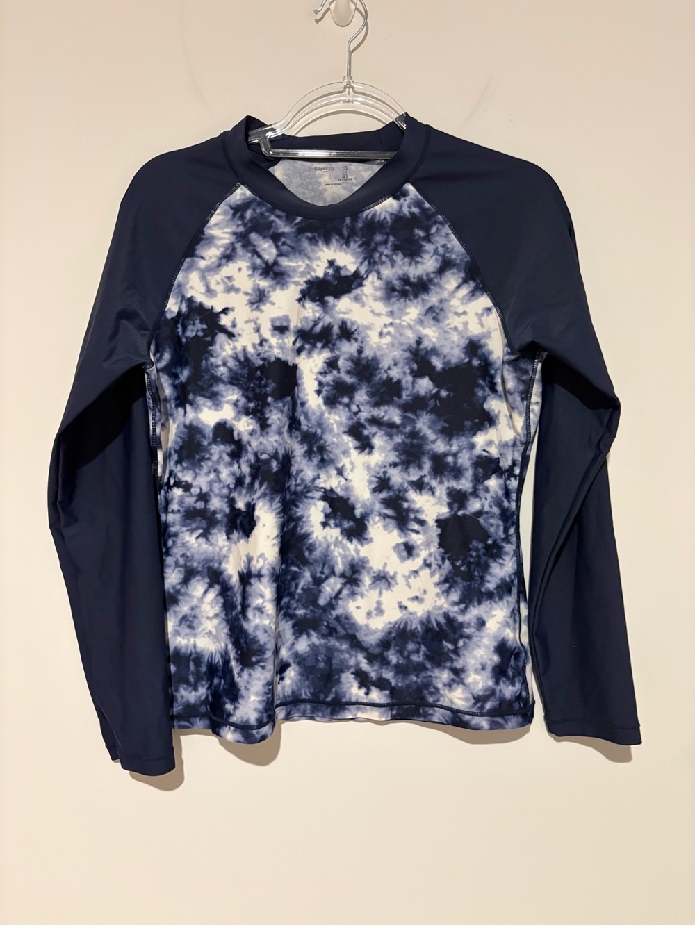 Gap Body Rashgaurd Long Sleeve Tie Dye Activewear Top Blue & White large